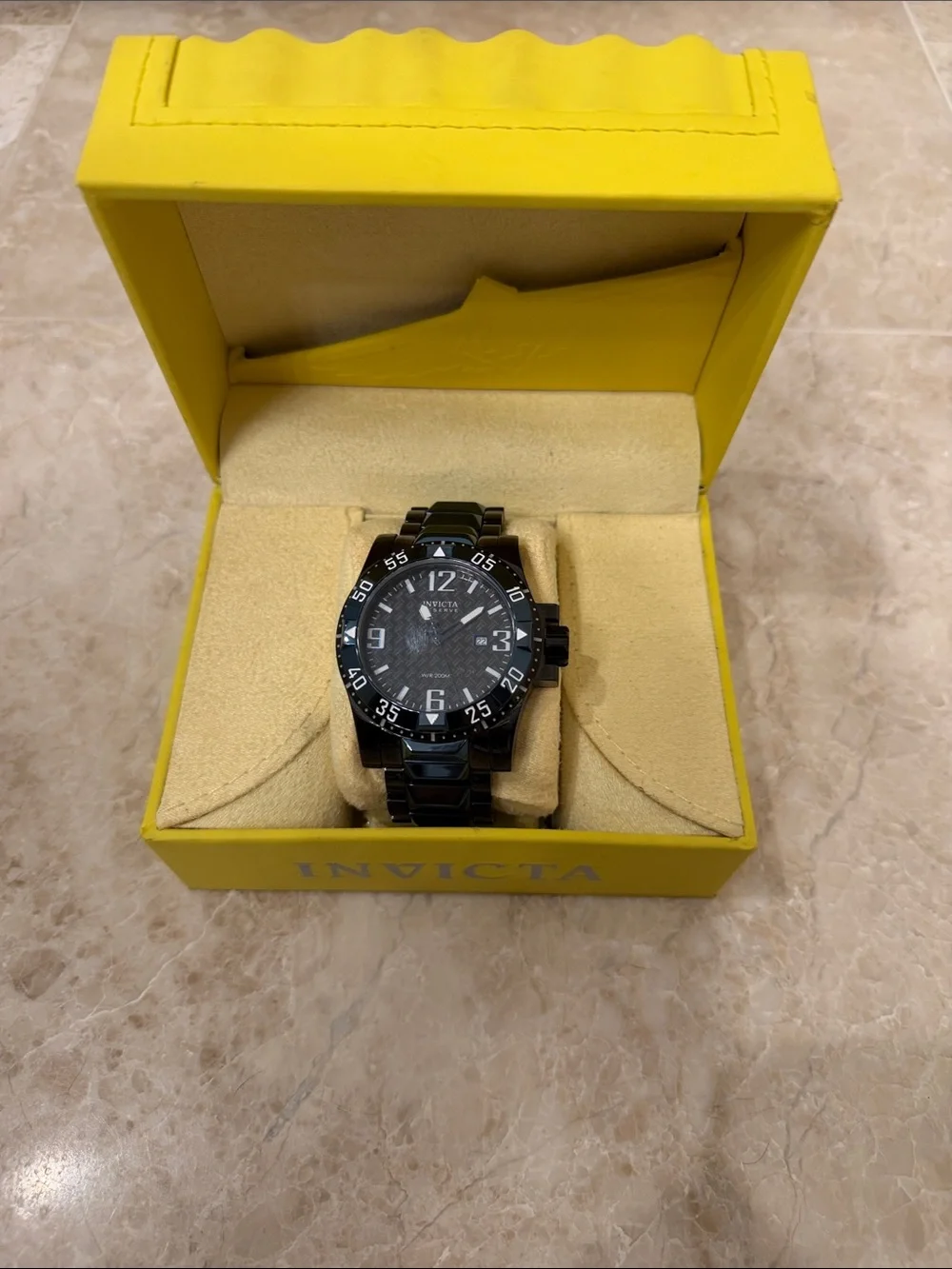 Invicta Black Stainless Steel Watch with Black Dial